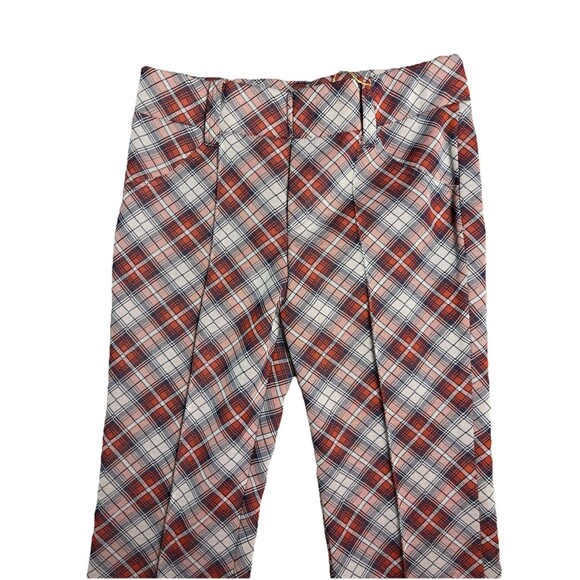 New Vtg 60's H Bar C Western Ladies Pants Plaid Polyester Flare Leg M - Picture 2 of 11